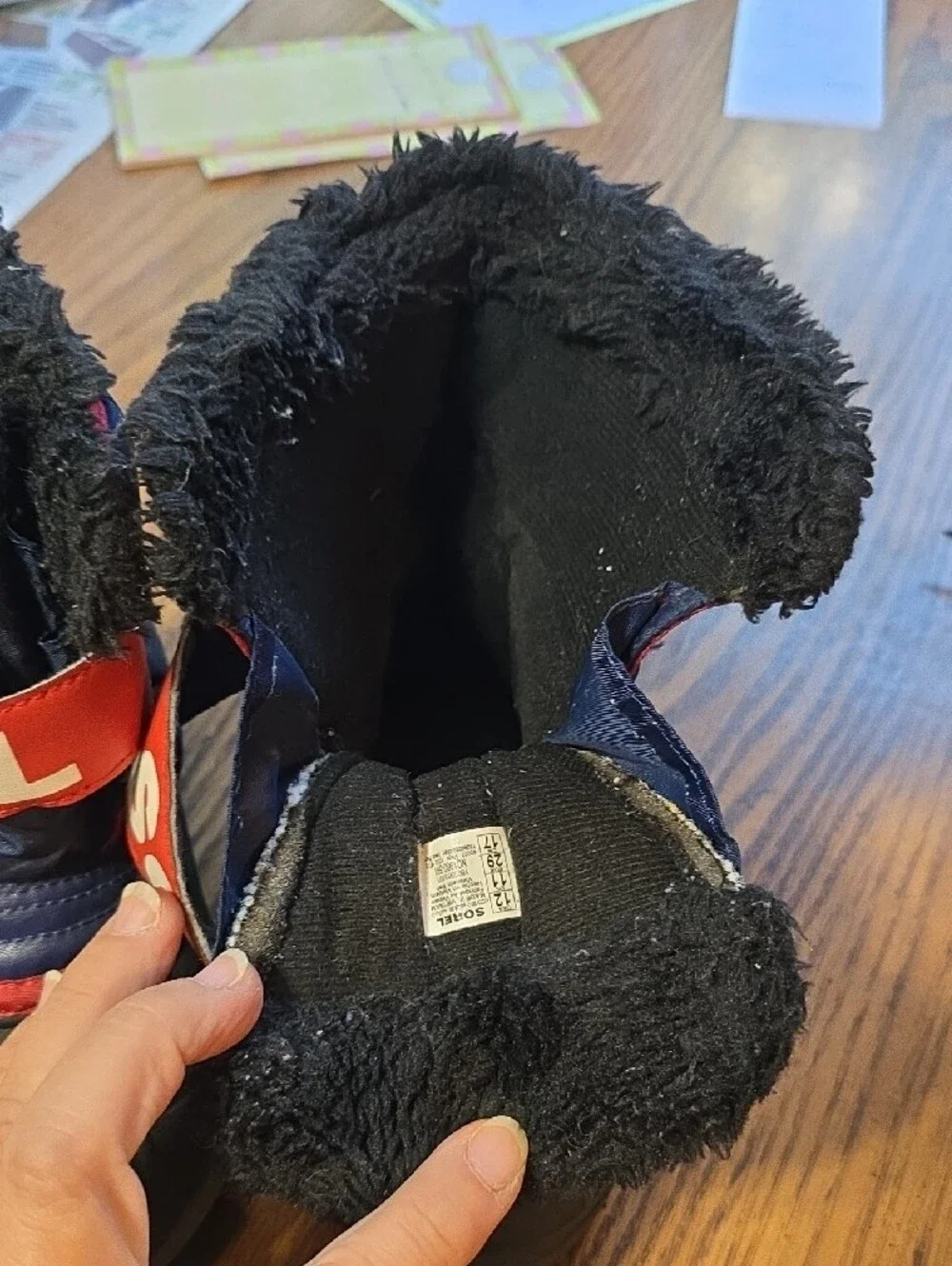 Sorel Kids Navy and Red  Snow Commander Boots